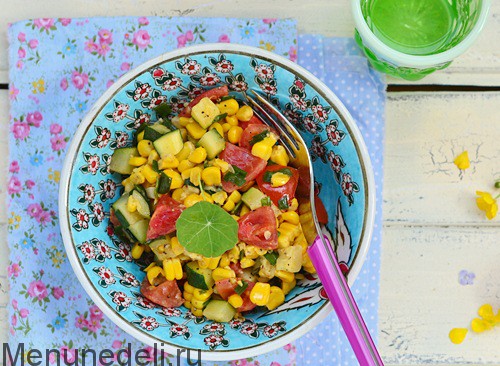 Теплый салат из кукурузы | Меню недели