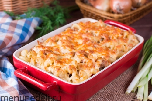 Рецепт макароны с паштетом и сыром в духовке | Меню недели