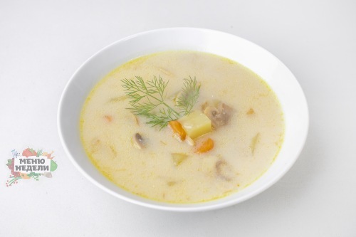 Суп с плавленым сыром и грибами